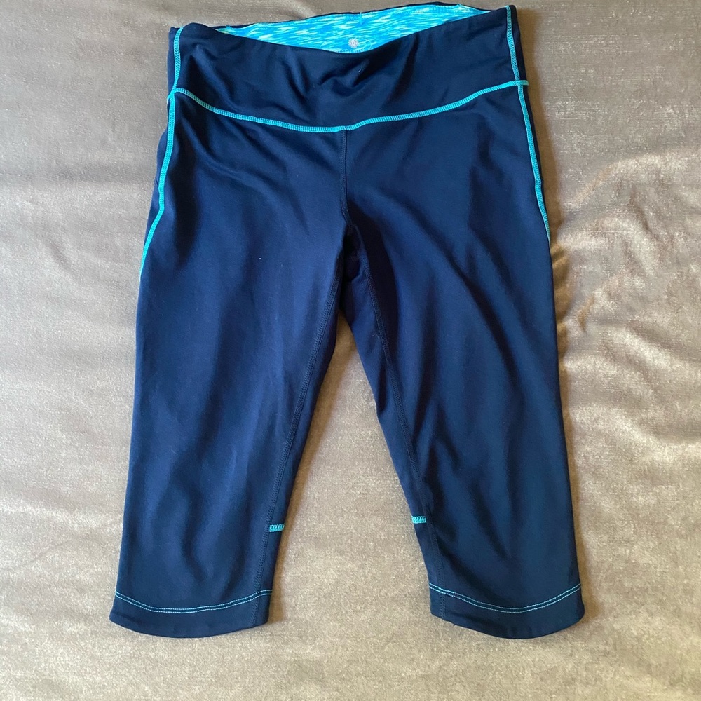 Navy Tangerine Capri Leggings